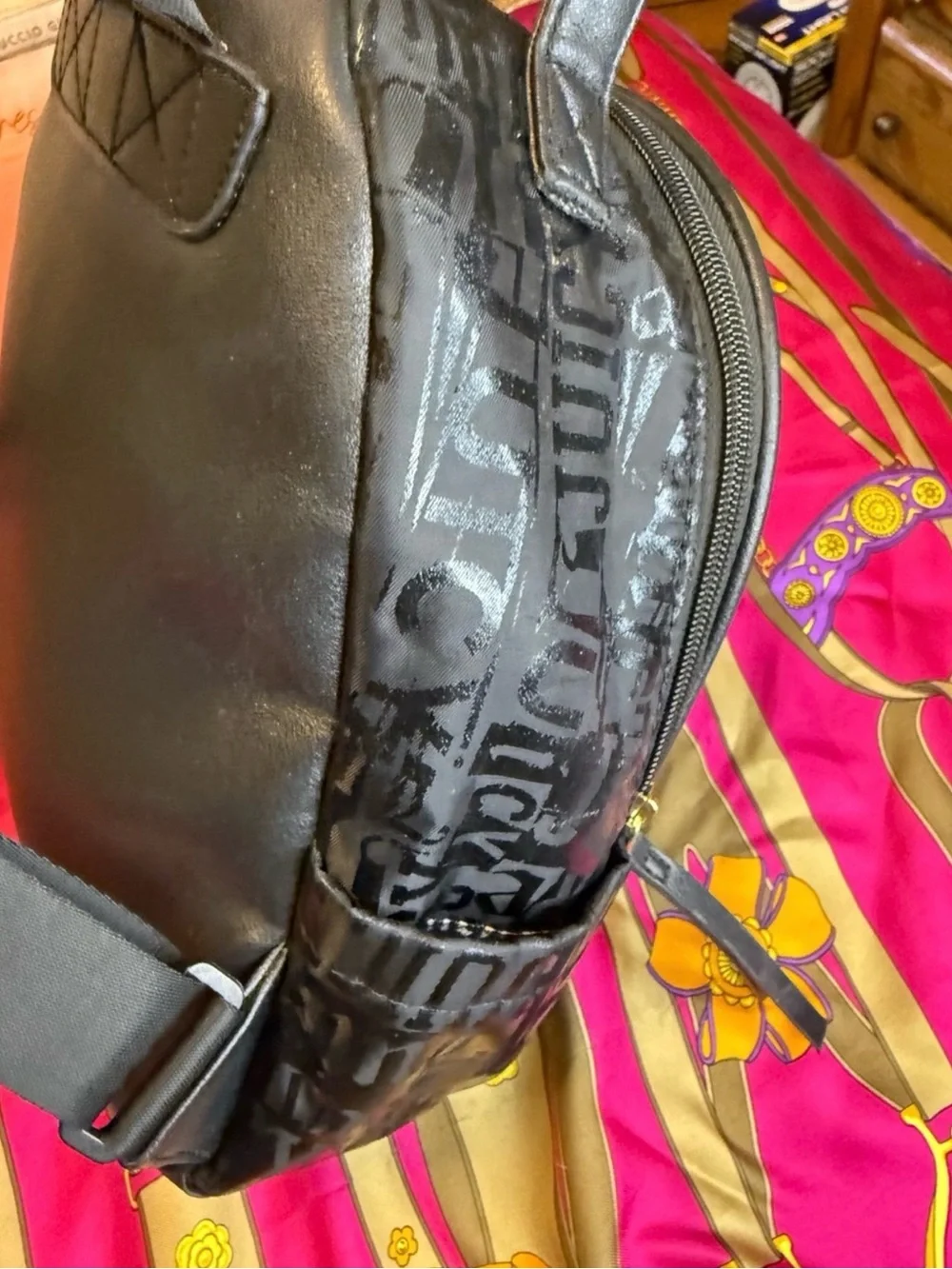 Juicy Couture Ransom Note Metallic Logo Gothic Mini Backpack - LIKE NEW